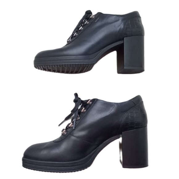 Geox Women's  Block Heel Boots Black Chunky Platform Size 9.5 - Picture 4 of 6